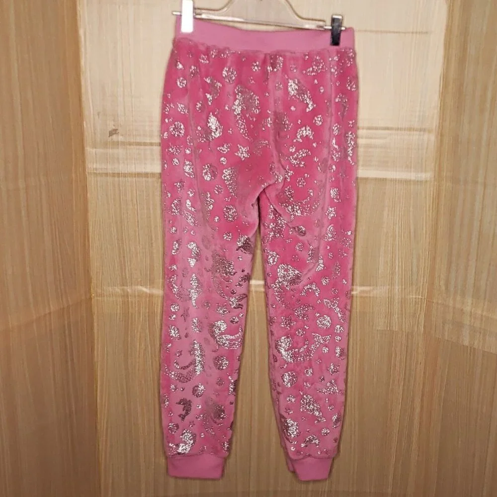 Justice Girls Pink Soft Fuzzy Mermaid Joggers 10